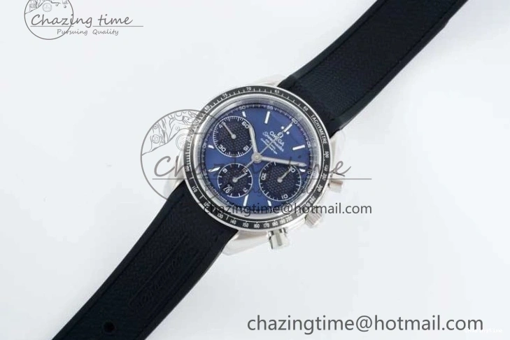 0601 SportInspired Speedmaster Racing Master SS HKF Best Edition Blue Black Dial on Black Rubber Strap A 7817